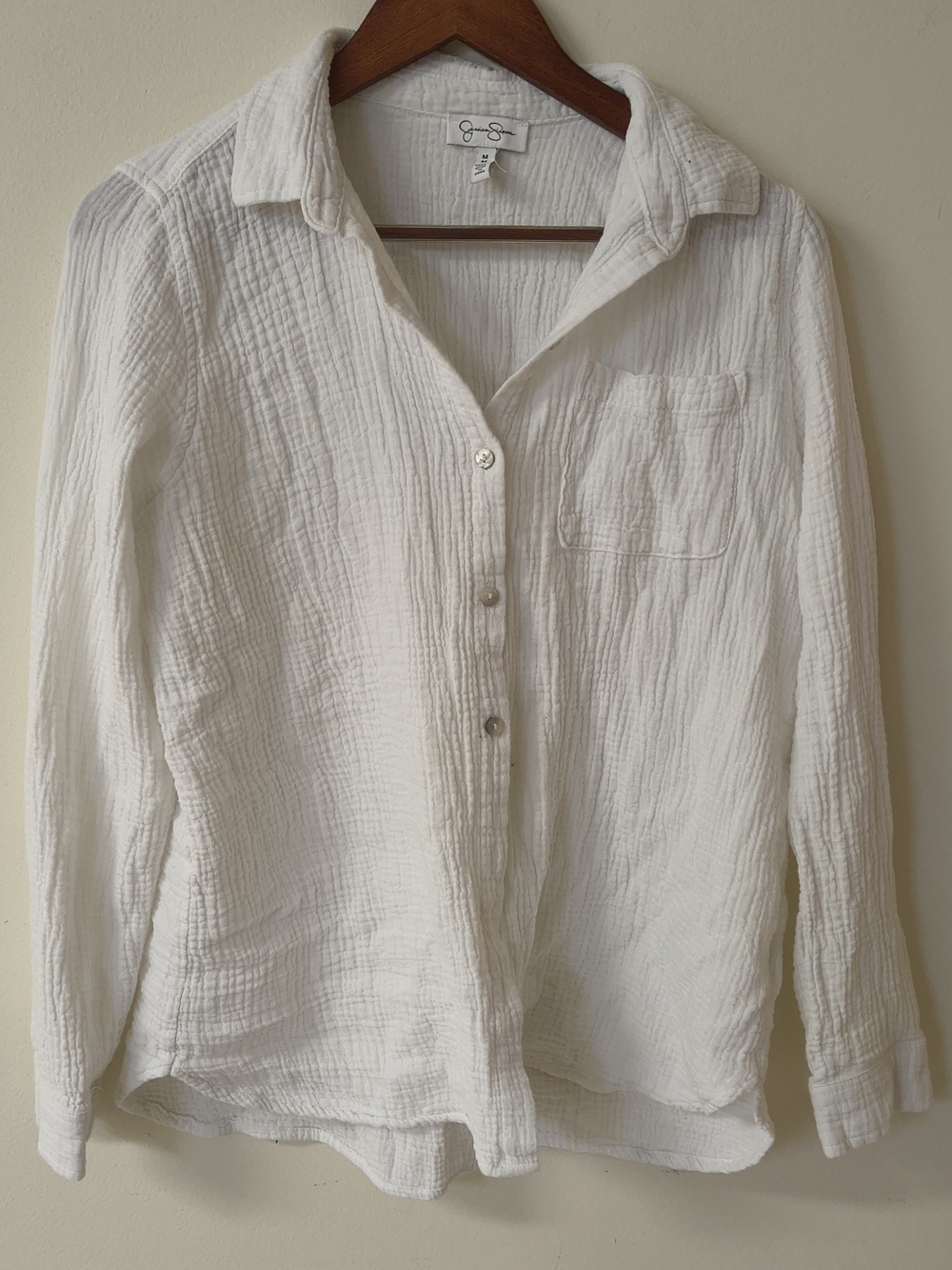 Jessica Simpson Cream Textured Gauze Button-Front Shirt